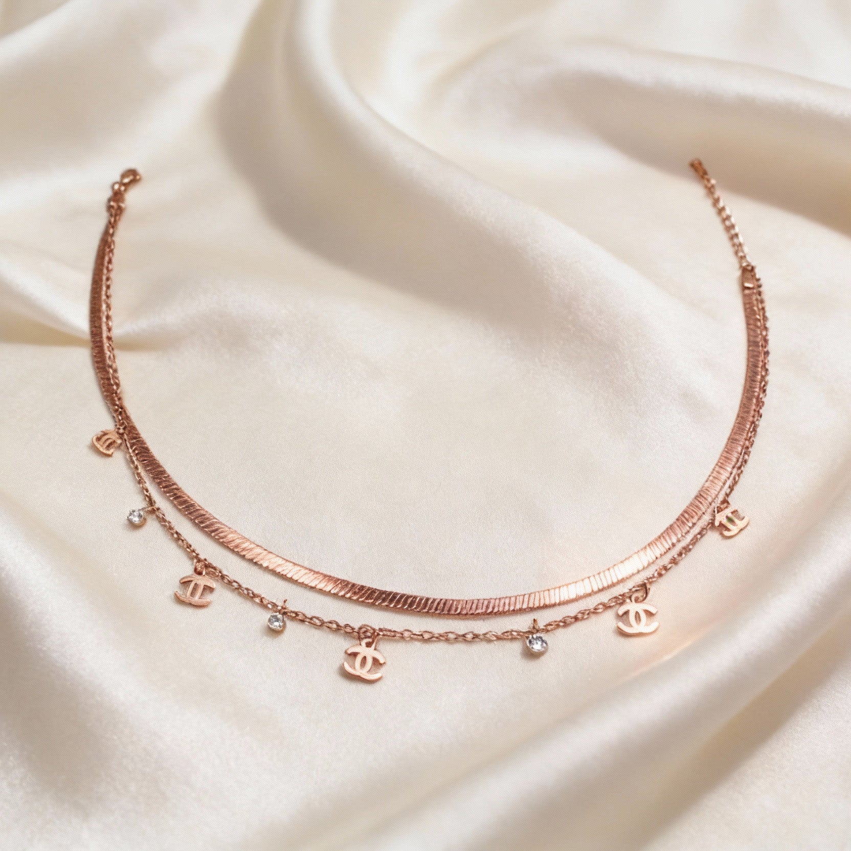 Rose Gold Art Chain Necklace | Elegant Artificial Jewelry