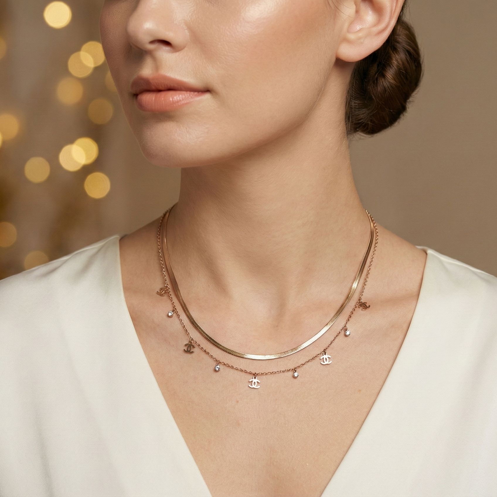 Rose Gold Art Chain Necklace | Elegant Artificial Jewelry
