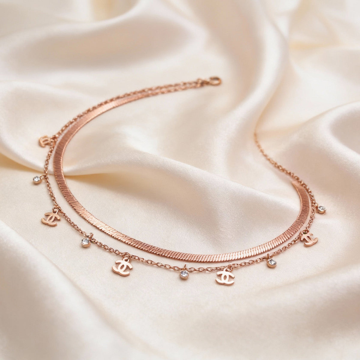 Rose Gold Art Chain Necklace | Elegant Artificial Jewelry