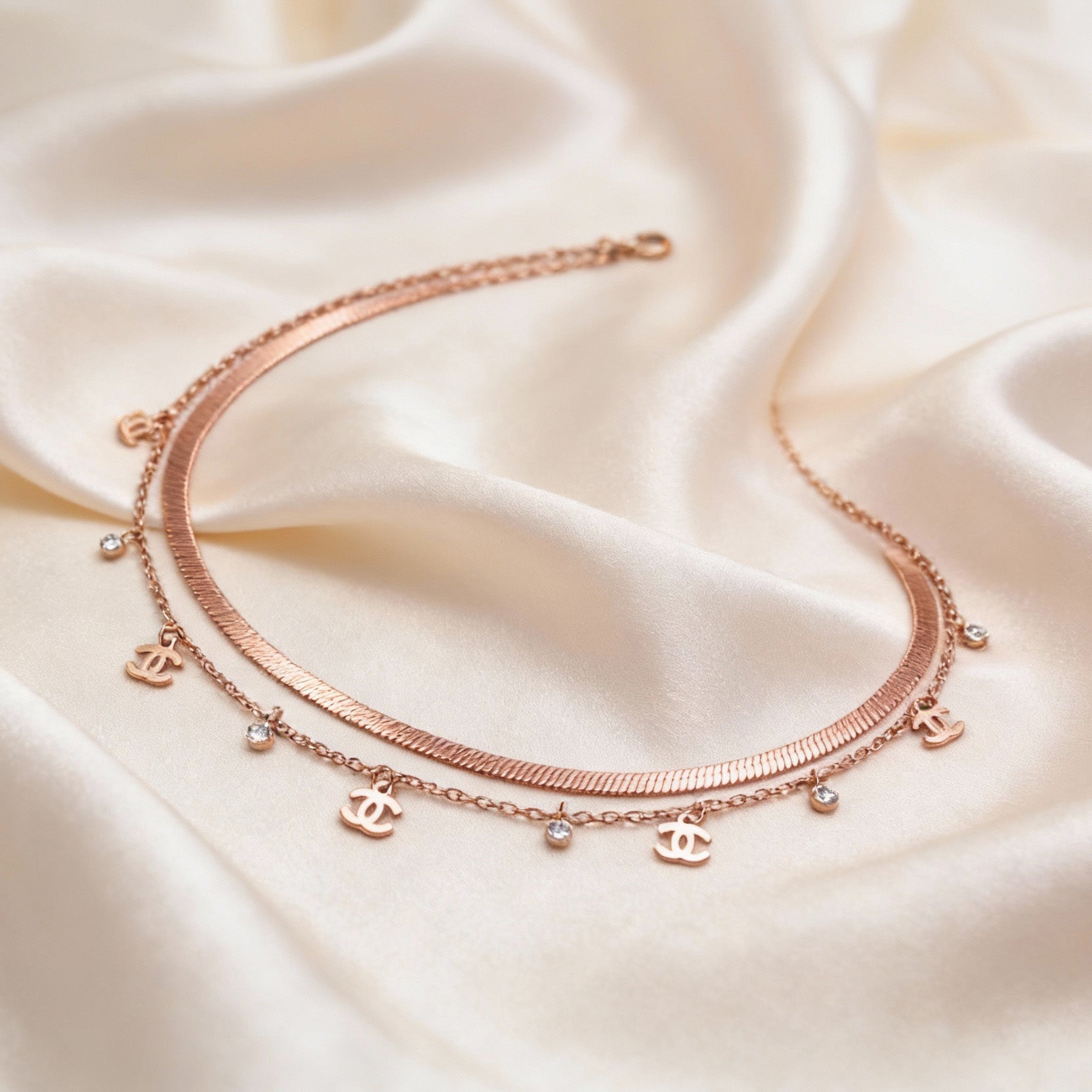 Rose Gold Art Chain Necklace | Elegant Artificial Jewelry