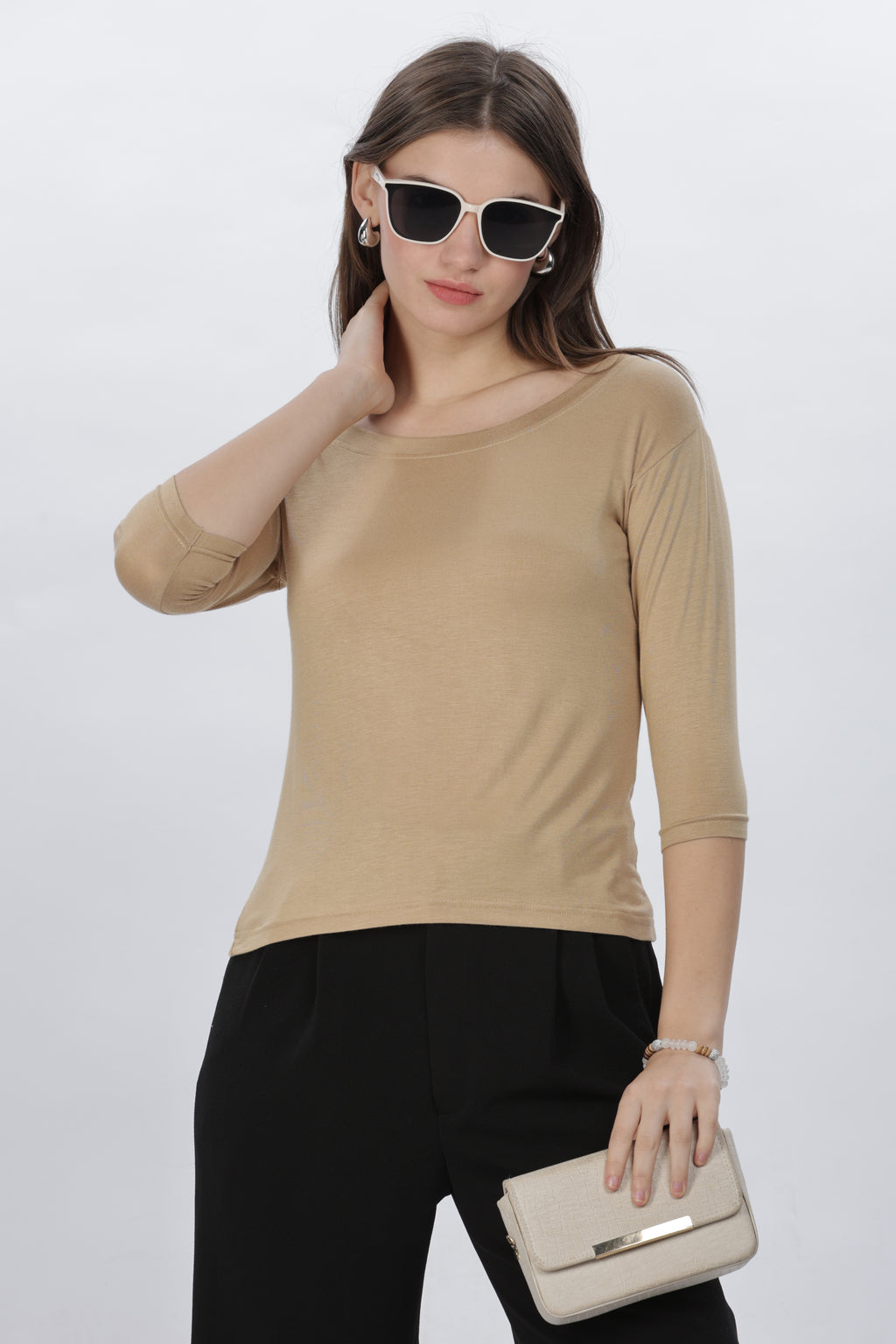 Premium Viscose Lycra inner T-shirt| High-Stretch 4-Way Elasticity | Three fourth Sleevelength
