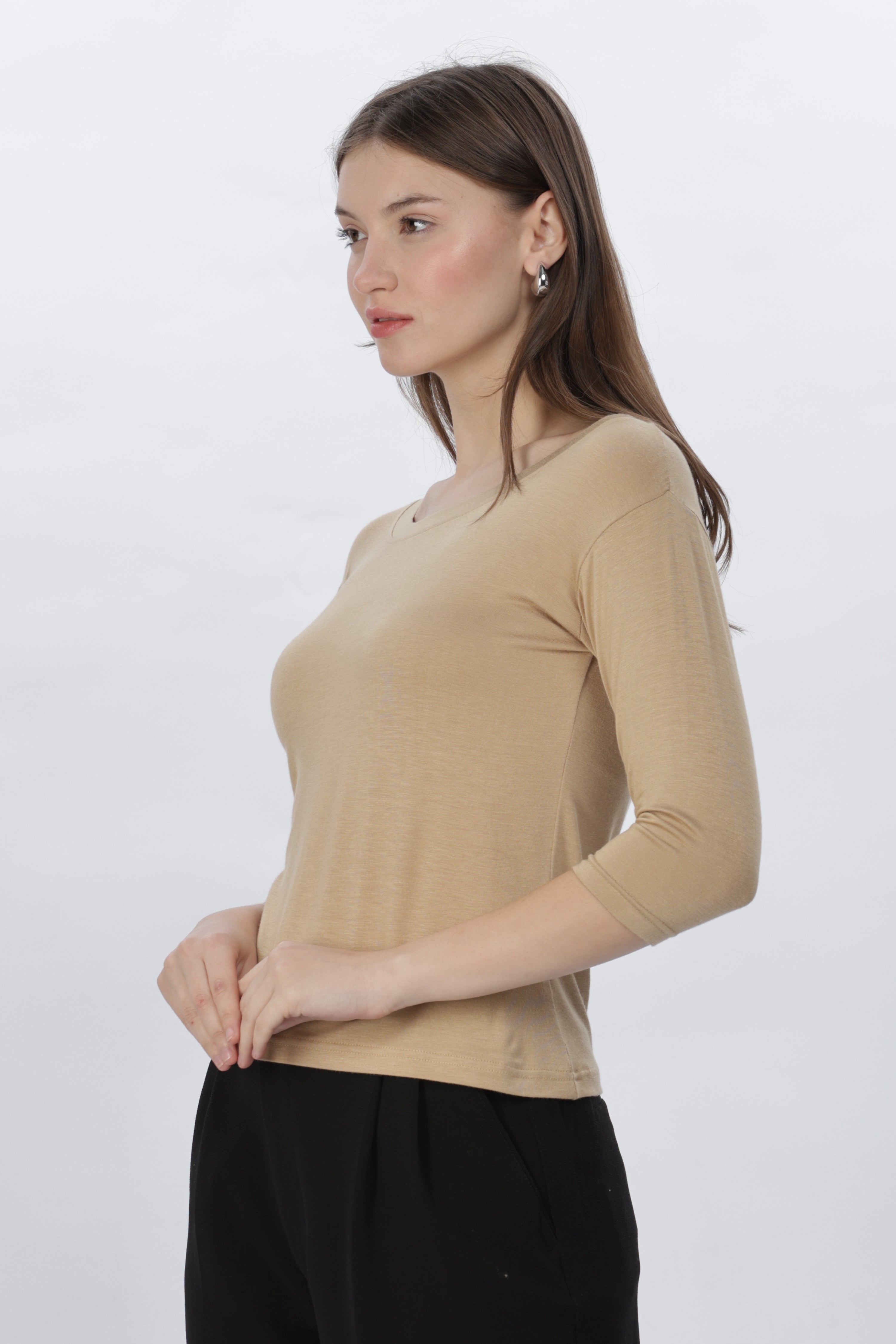 Premium Viscose Lycra inner T-shirt| High-Stretch 4-Way Elasticity | Three fourth Sleevelength