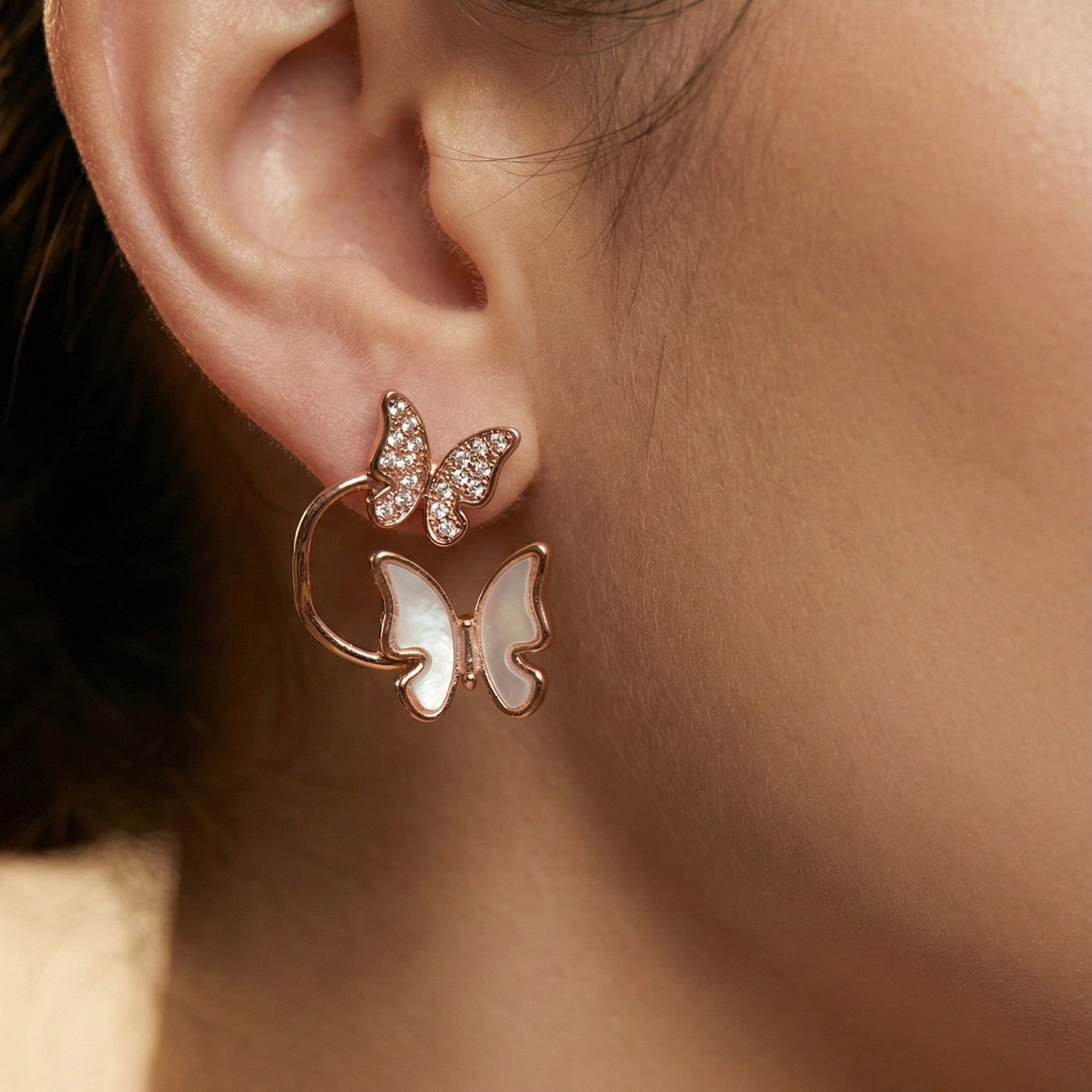 Rose Gold Butterfly Art Earrings | Elegant Party Wear Jewelry