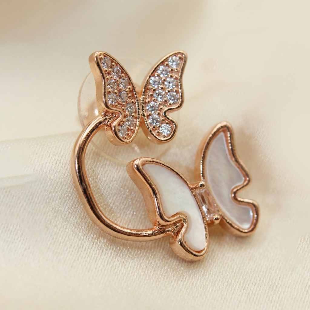 Rose Gold Butterfly Art Earrings | Elegant Party Wear Jewelry
