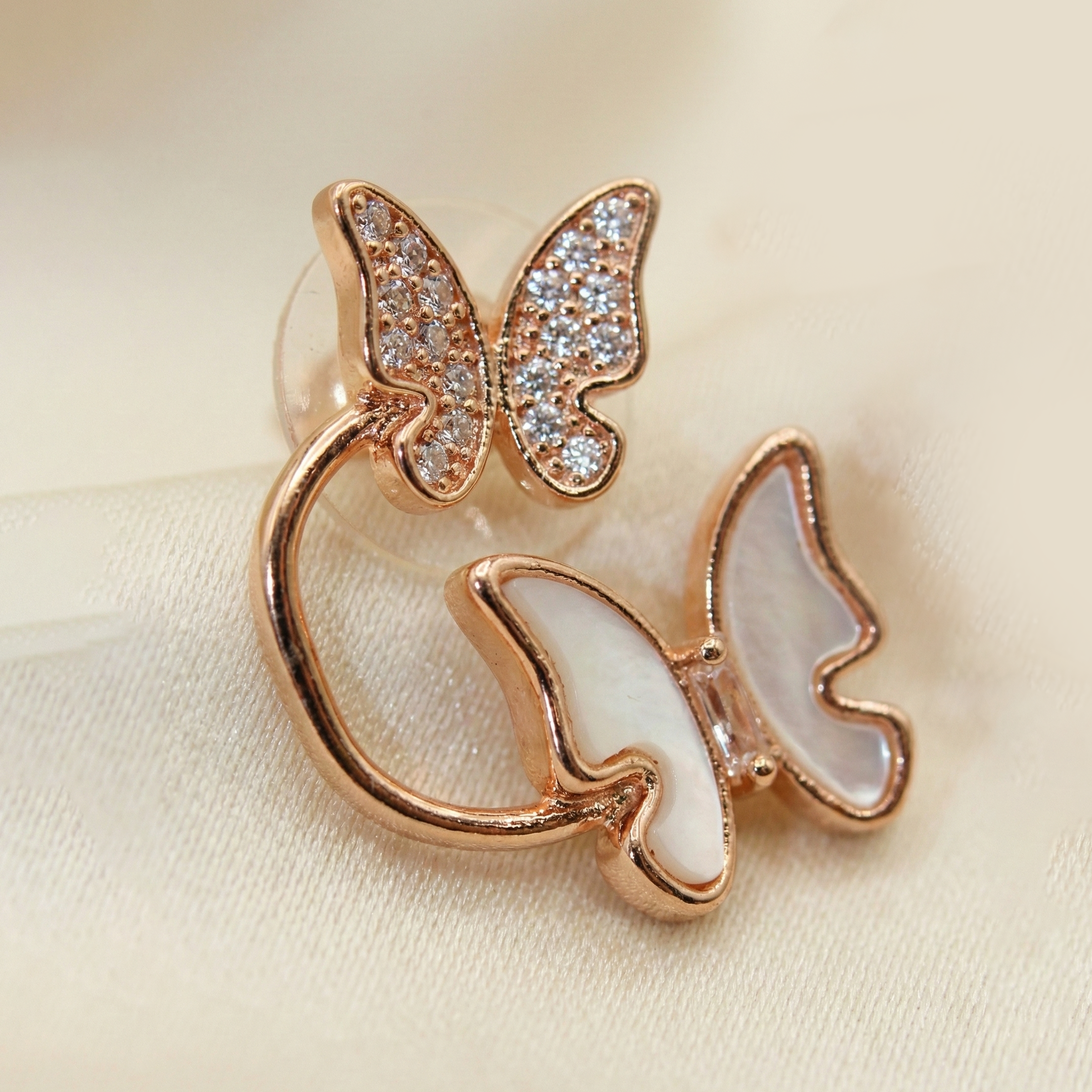 Rose Gold Butterfly Art Earrings | Elegant Party Wear Jewelry