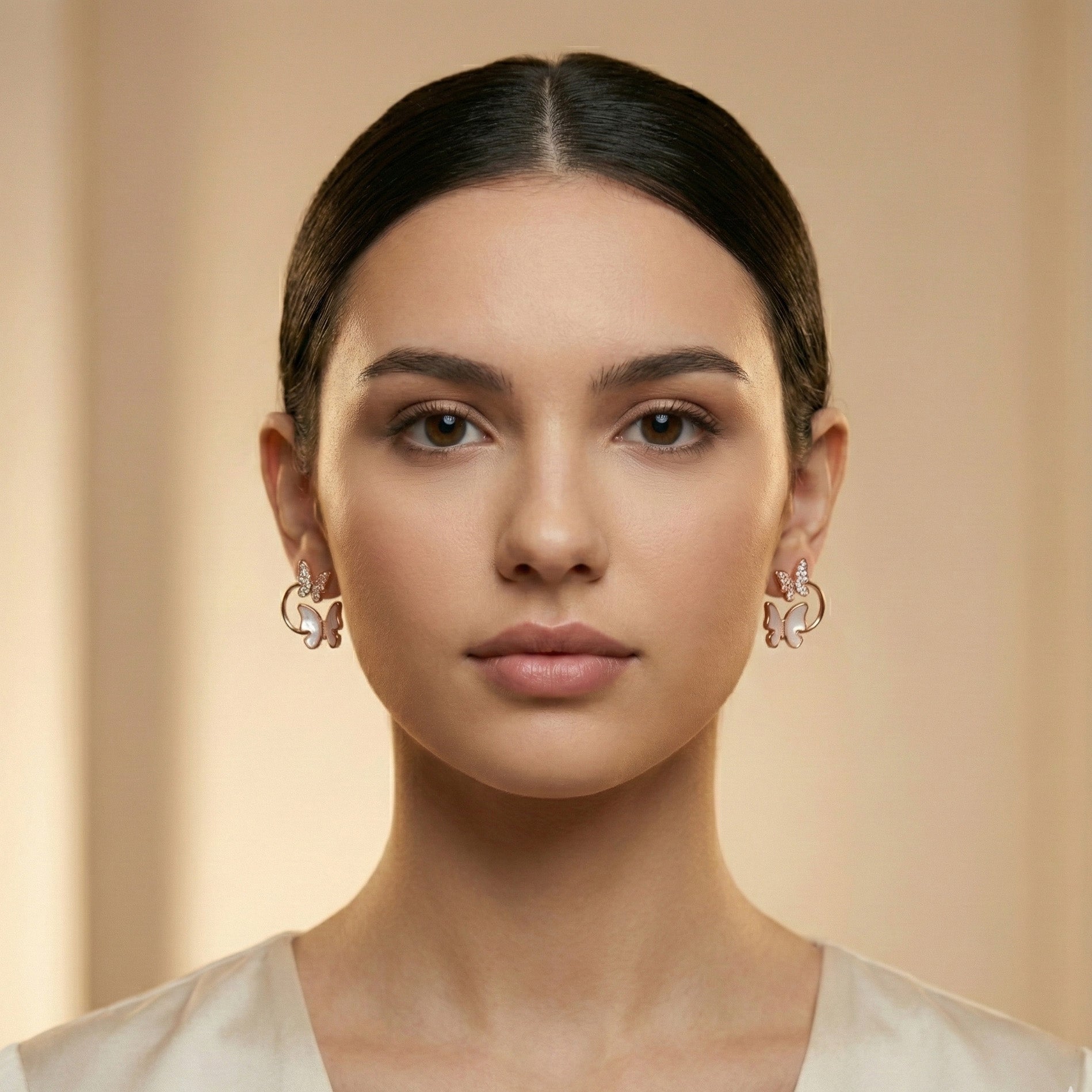 Rose Gold Butterfly Art Earrings | Elegant Party Wear Jewelry