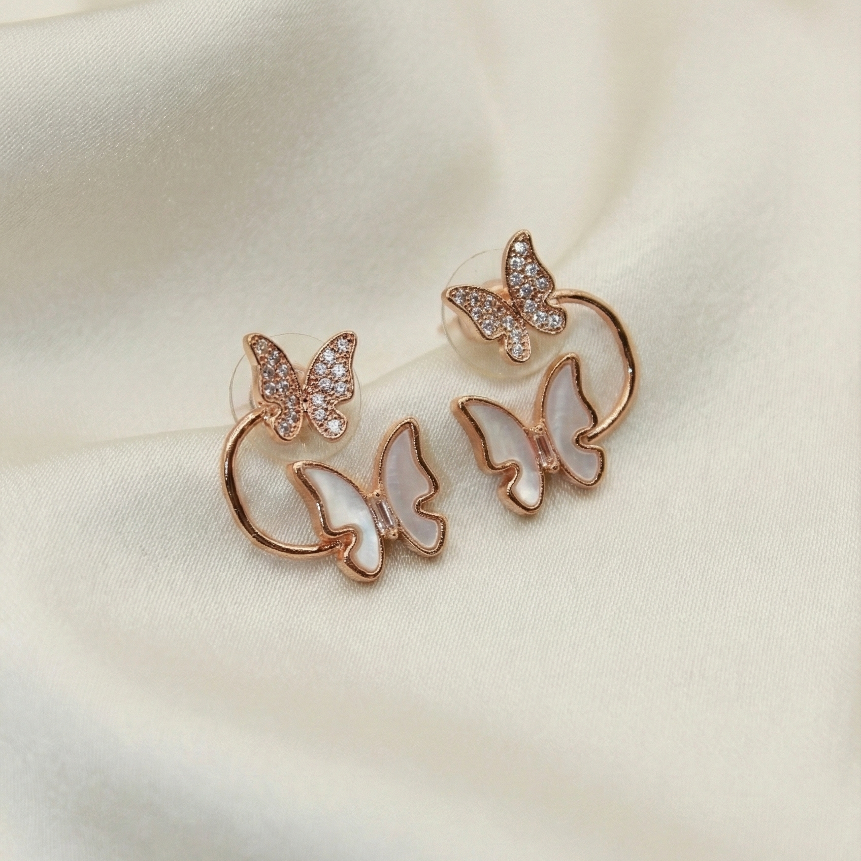 Rose Gold Butterfly Art Earrings | Elegant Party Wear Jewelry