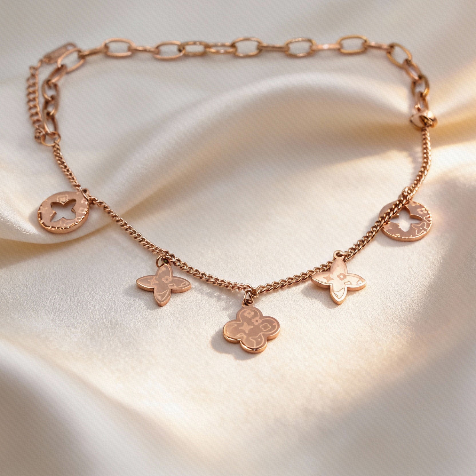 Rose Gold Art Charm Chain | Elegant Artificial Jewelry