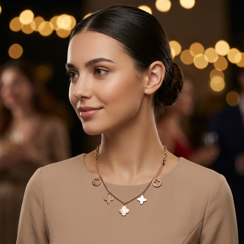 Rose Gold Art Charm Chain | Elegant Artificial Jewelry