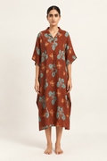 Elegant Rust Floral Kaftan for Women
