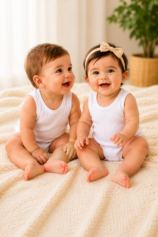 White Natural Cotton Sleeveless Baby Bodysuit | Tank Top Style | Essential Base Layer