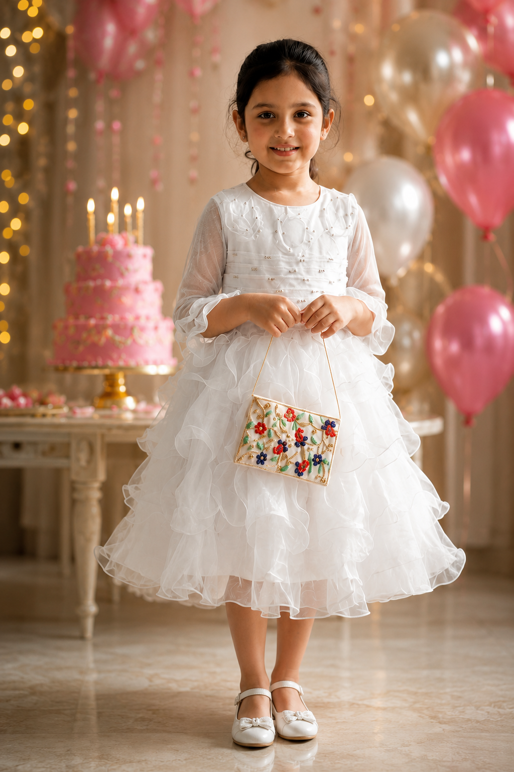 White Princess Party Dress for Girls