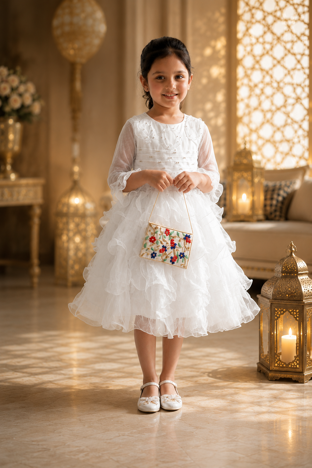 White Princess Party Dress for Girls