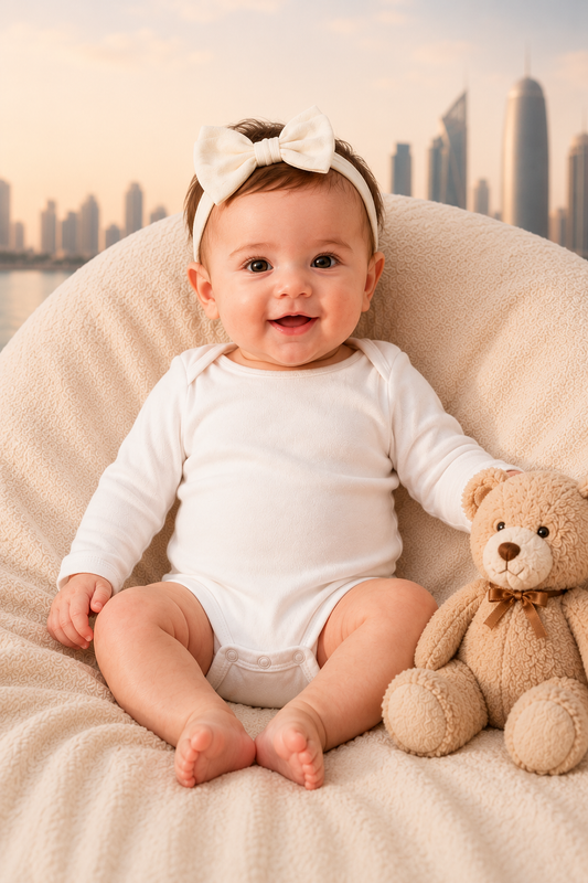 Natural Cotton Long Sleeve Baby Bodysuit | Snaps Closure | white | Ascotta Premium