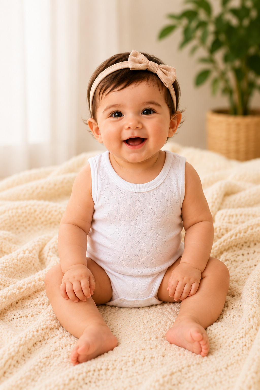 White Natural Cotton Sleeveless Baby Bodysuit | Tank Top Style | Essential Base Layer