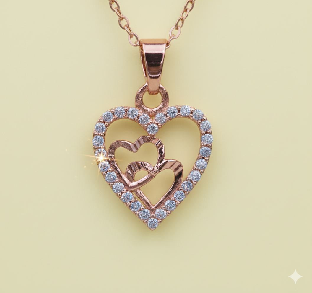 Elegant Double Heart Pendant Necklace