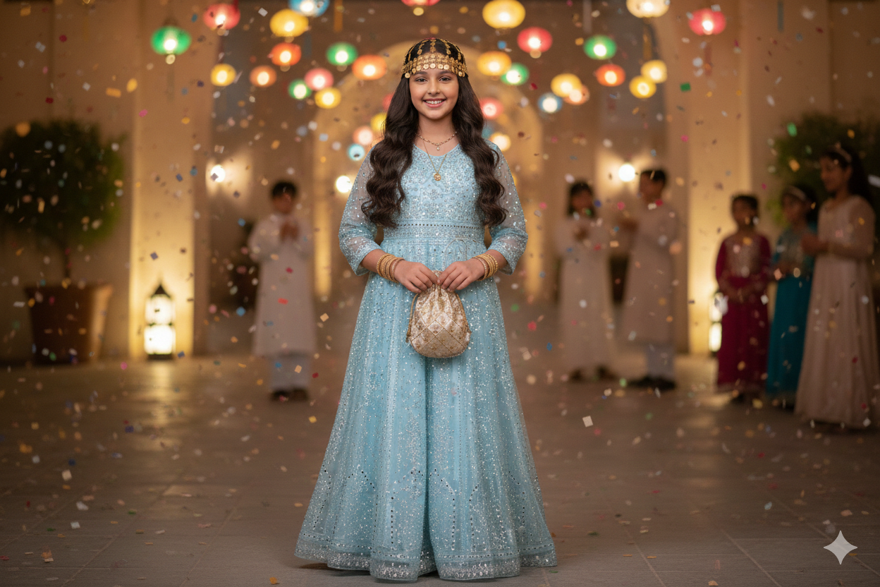 "Celestial Blue: Shimmer Like the Midnight Sky."- Garangao Outfit