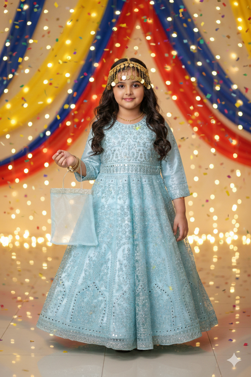 "Celestial Blue: Shimmer Like the Midnight Sky."- Garangao Outfit