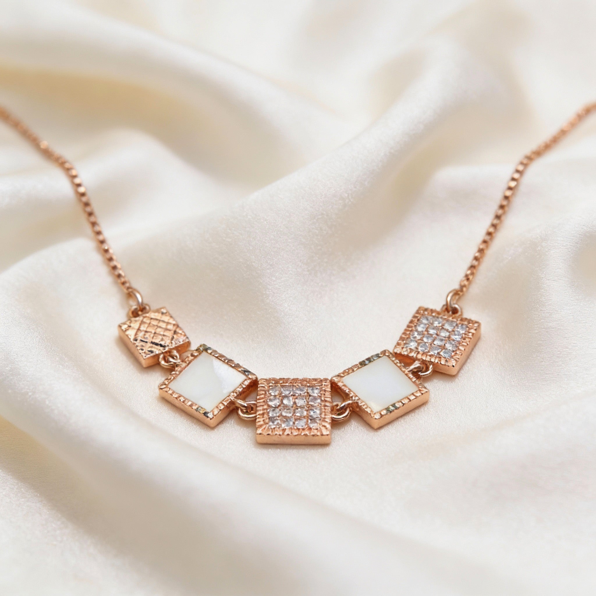 Rose Gold Geometric Charm Bracelet| Elegant Art Jewelry