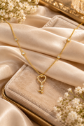 Women's Gold Heart & Key Pendant Necklace
