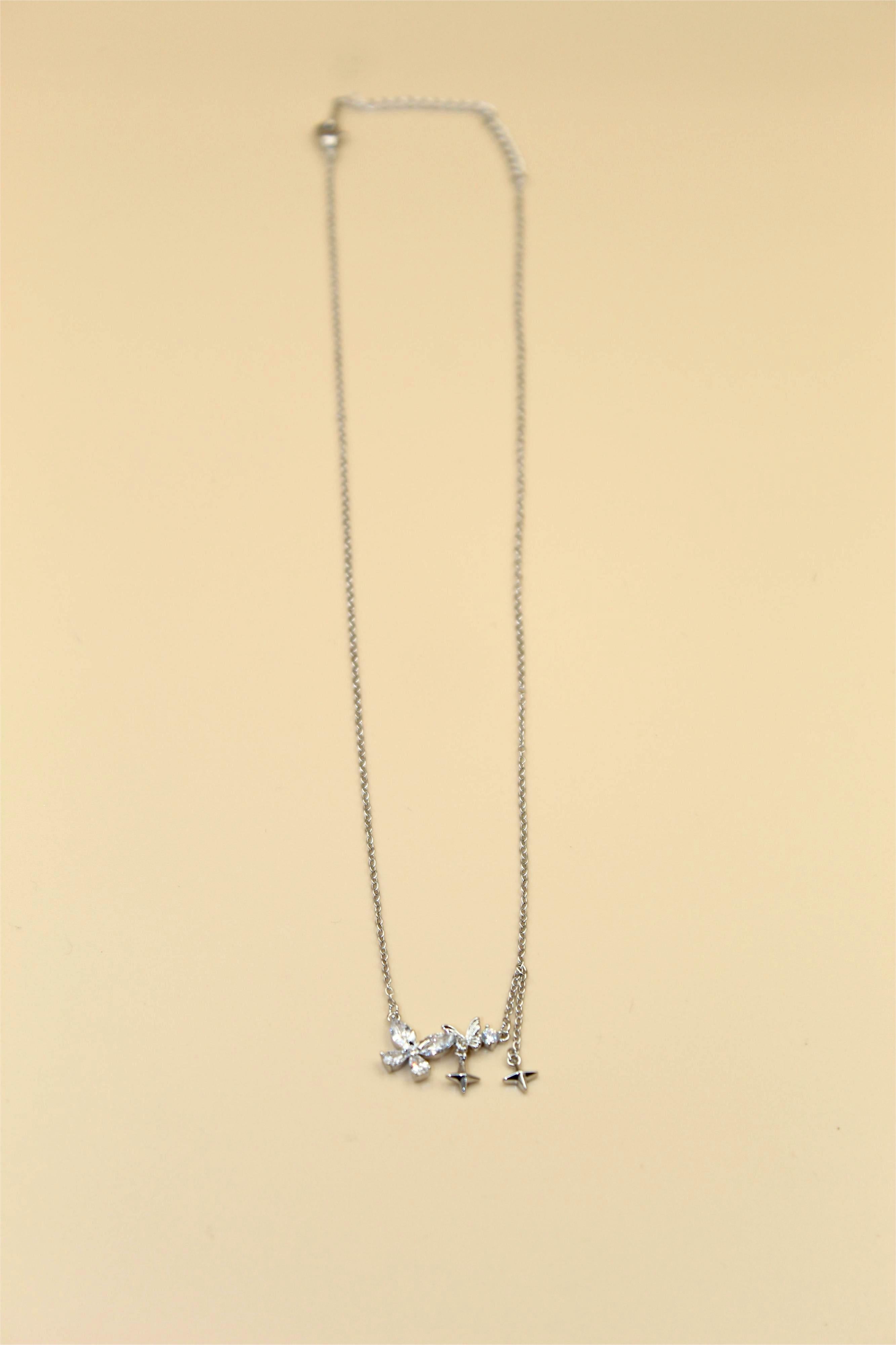 Elegant Anti-Tarnish Silver-Stone Charm Drop Necklace