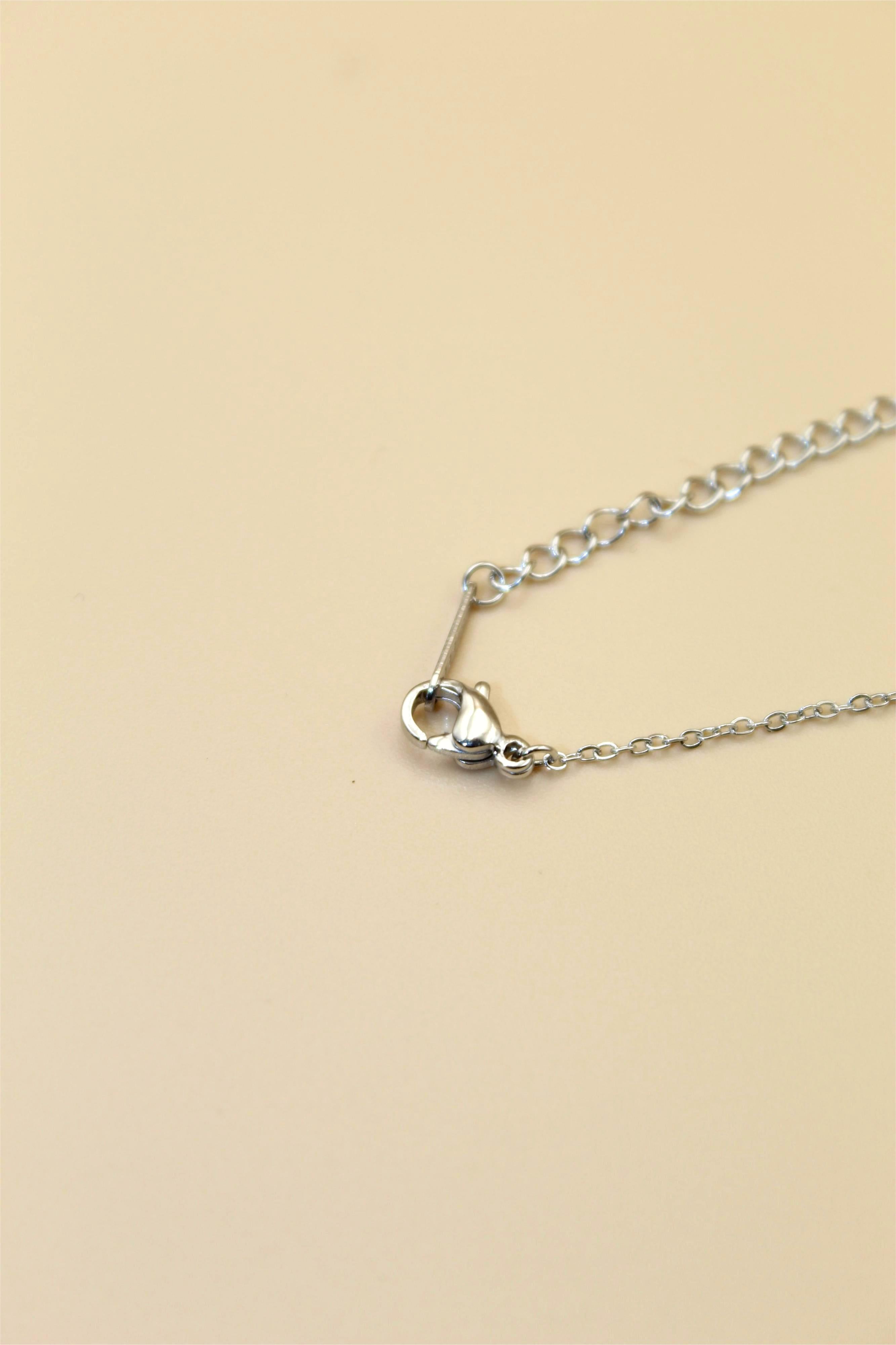 Elegant Anti-Tarnish Silver-Stone Charm Drop Necklace