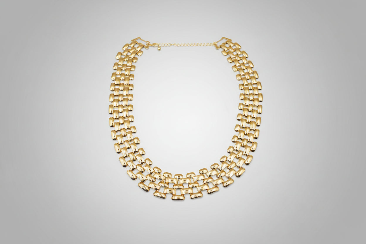 Gold-Plated Layered Statement Necklace
