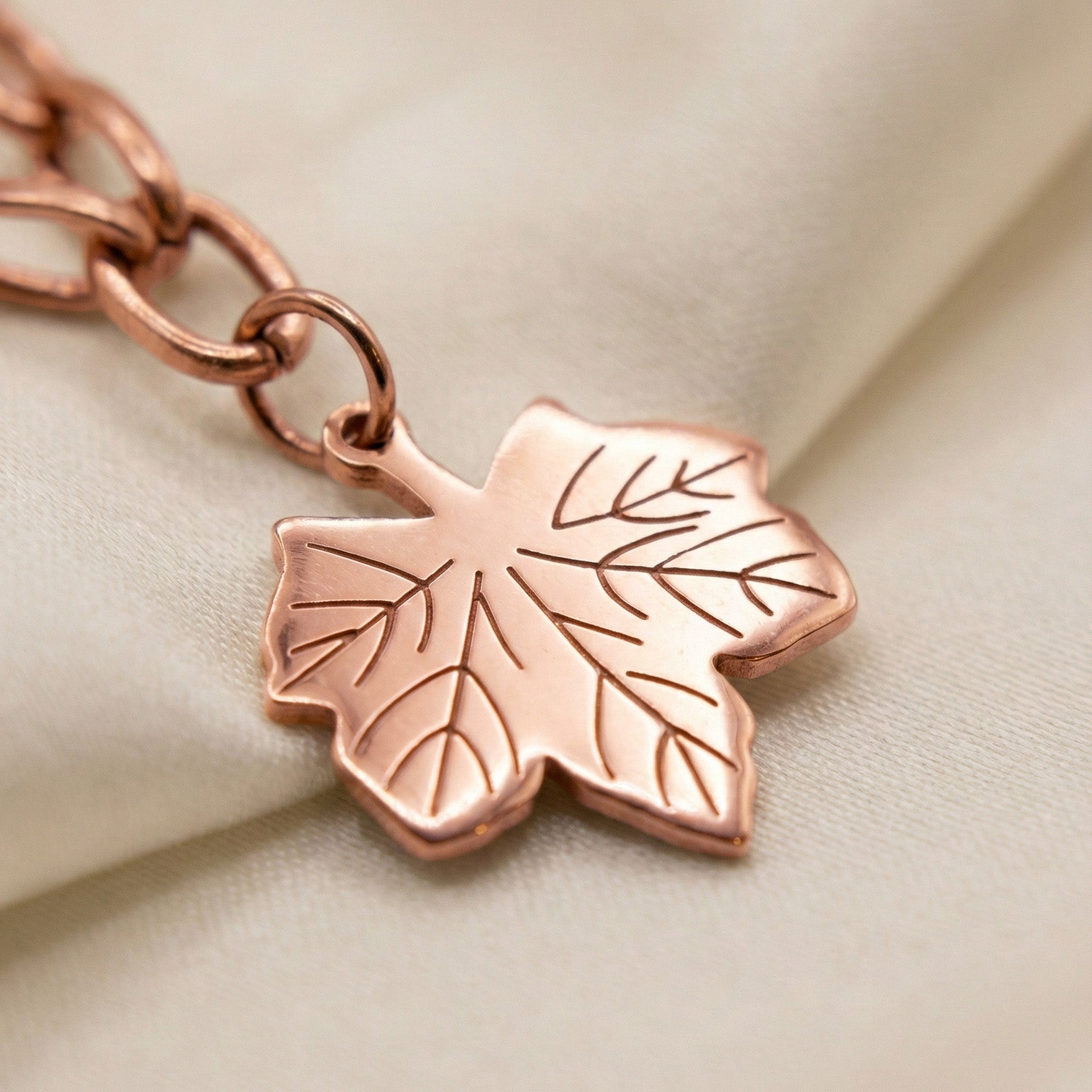 Rose Gold Leaf Charm Chain | Elegant Artificial Art Jewelry