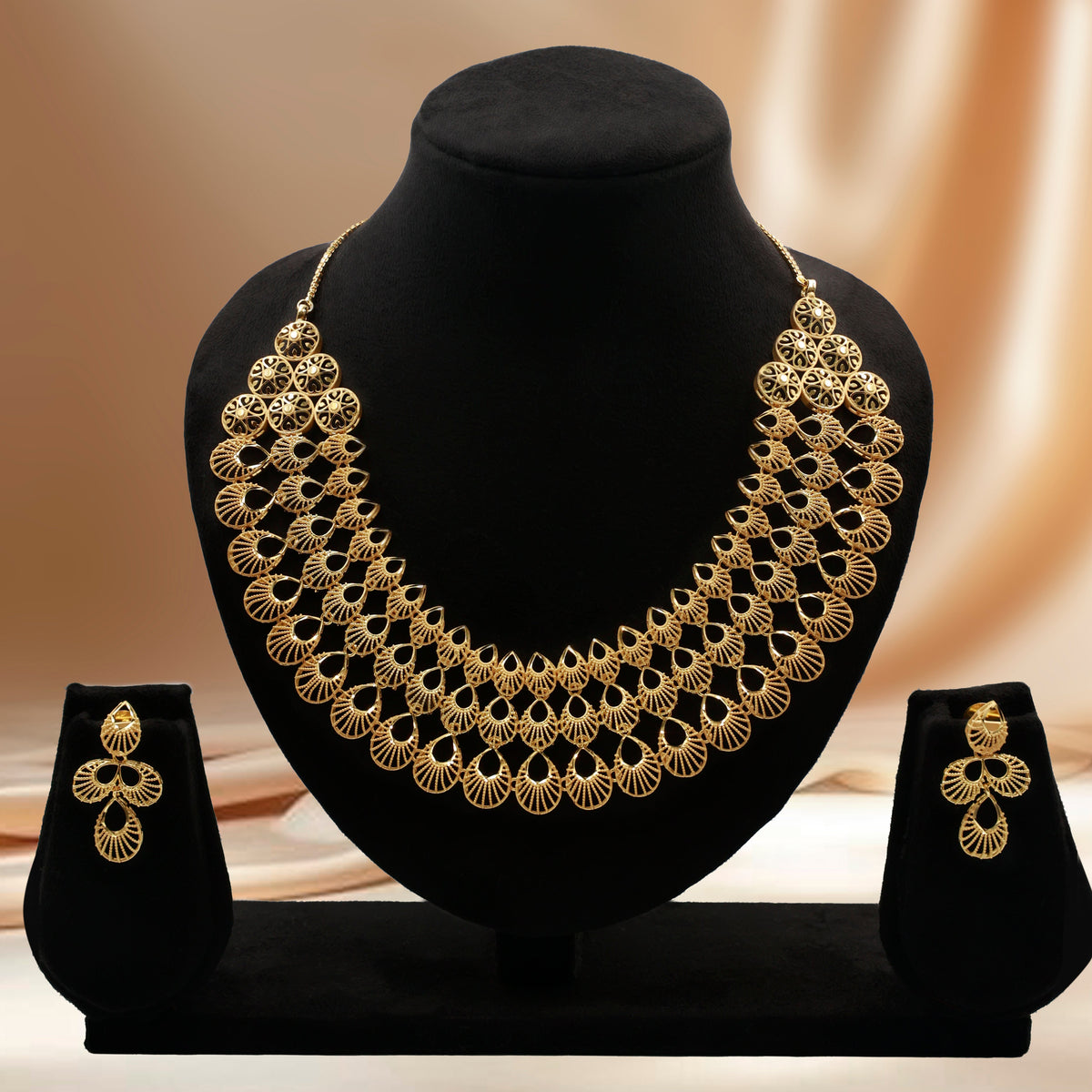 Premium Gold Tone Necklace with Earrings – Special Occasion Jewelry