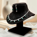Antique Emerald Necklace Set – Premium Jewelry with White Stones & Earrings