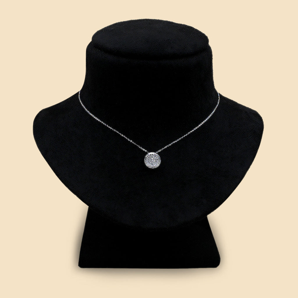 Elegant Silver Round Pendant Necklace | Minimalist Diamond Look artificial Jewelry for Women