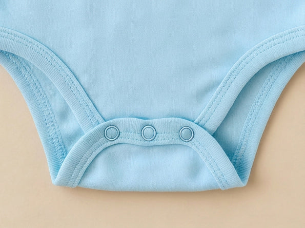 Natural Cotton Long Sleeve Baby Bodysuit | Snaps Closure | Sky Blue | Ascotta Premium