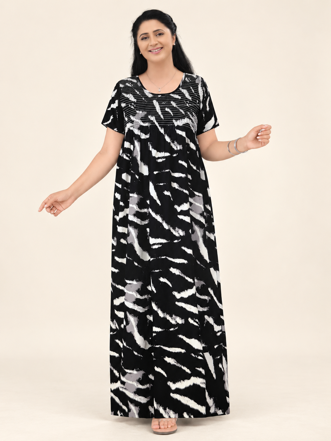 Midnight Brushstroke Pure Cotton Women’s Nighty
