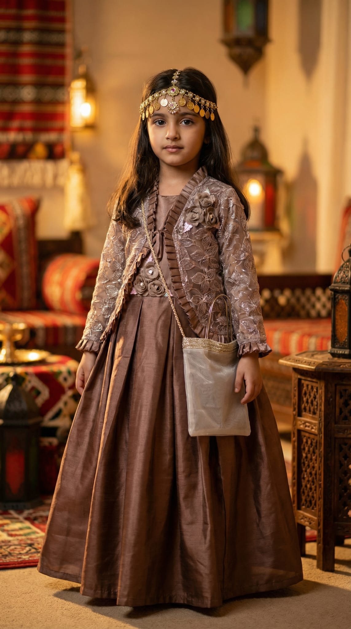 Traditional  Garangao Girls Dress (Mauve Dusk Color)