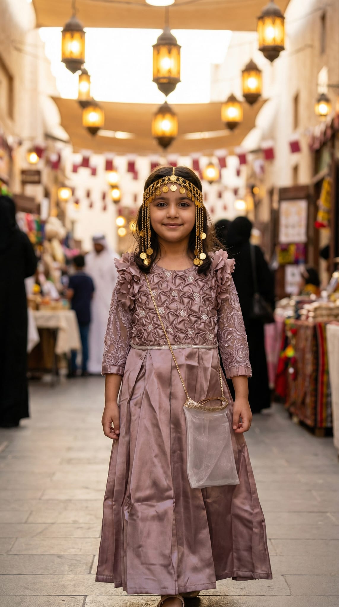 The Rosette Elegance Garangao Dress (Mauve Dusk Colour)