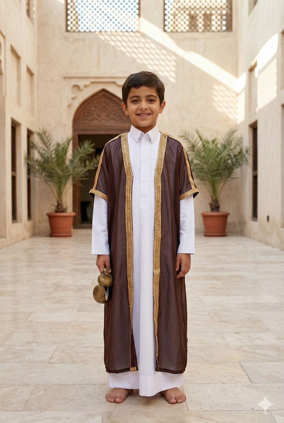 Brown Bisht with Golden Embroidery Size 4yr to 12yr