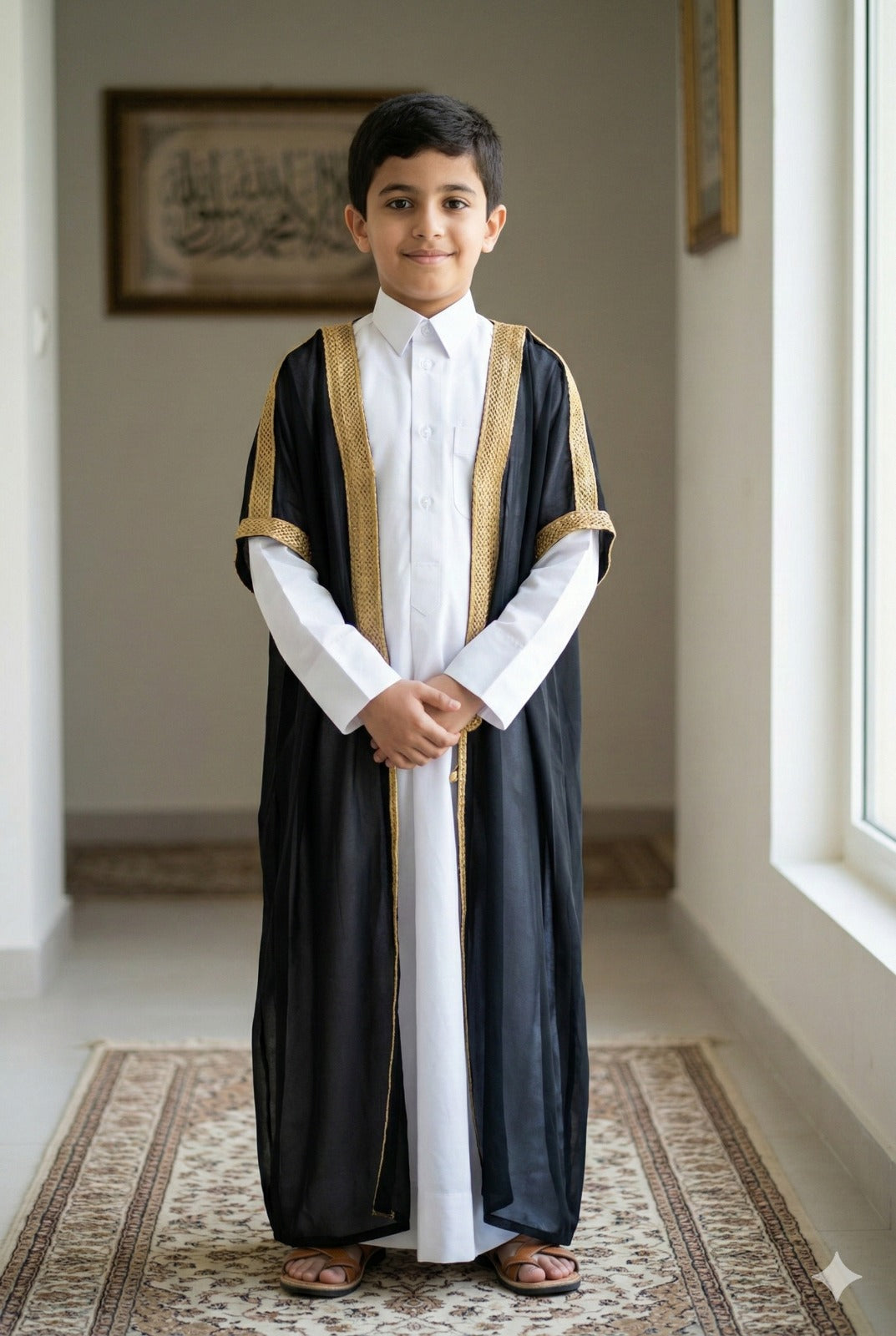 Black Bisht with Golden Embroidery Size 4yr to 12yr