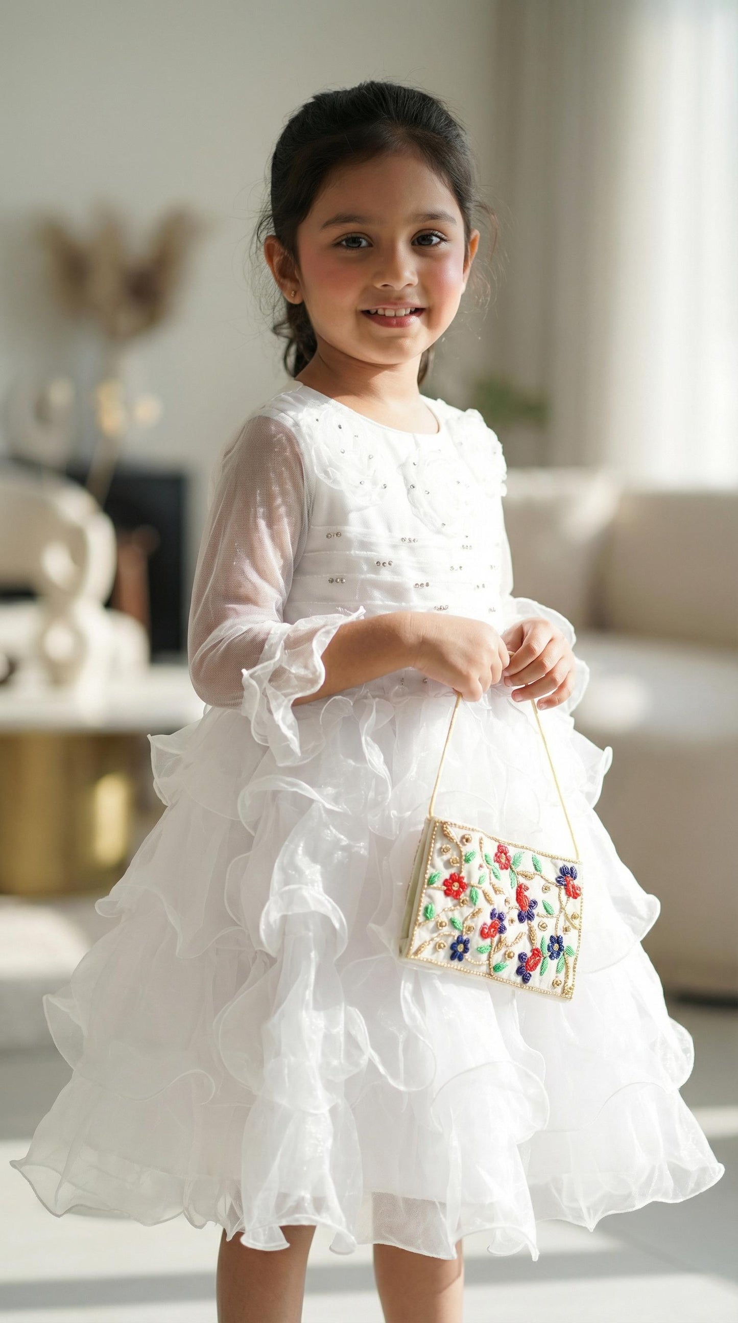 White Princess Party Dress for Girls