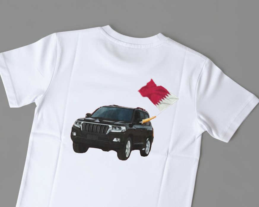 Qatar National Day Slogan Printed  White T Shirt for Girls