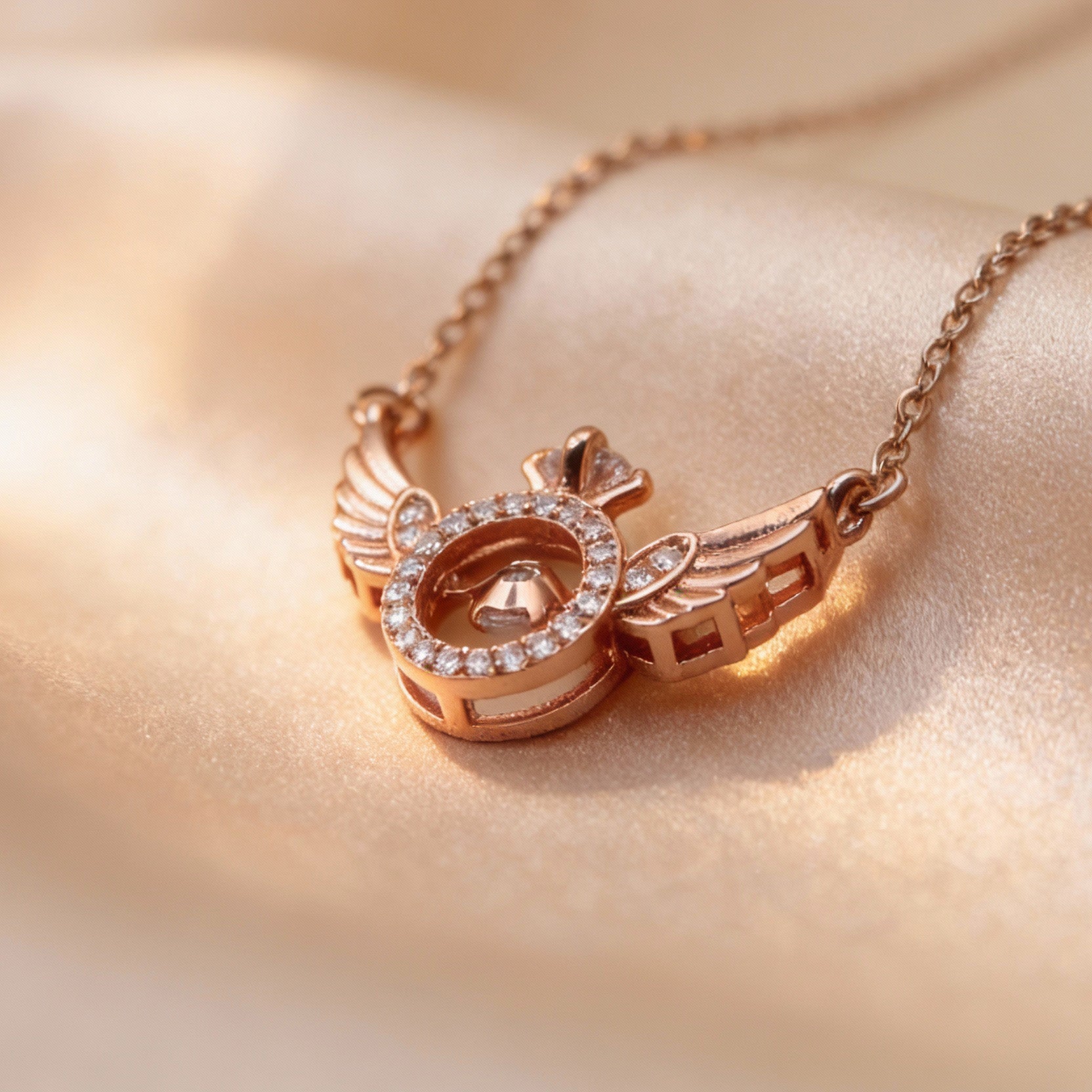 Rose Gold Art Pendant Necklace | Elegant Artificial Jewelry