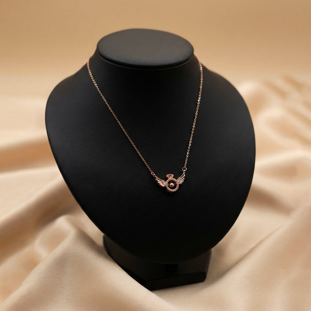 Rose Gold Art Pendant Necklace | Elegant Artificial Jewelry