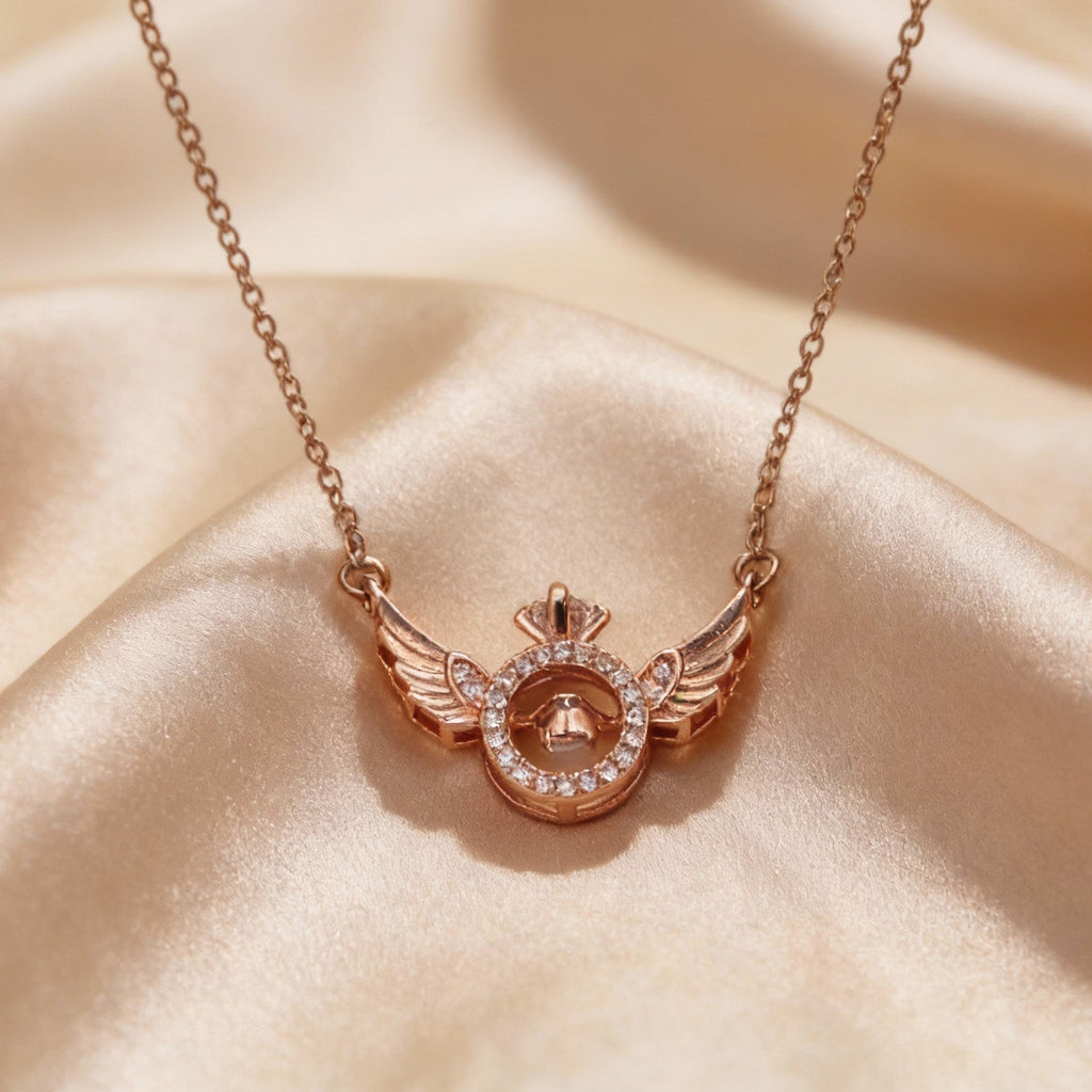 Rose Gold Art Pendant Necklace | Elegant Artificial Jewelry