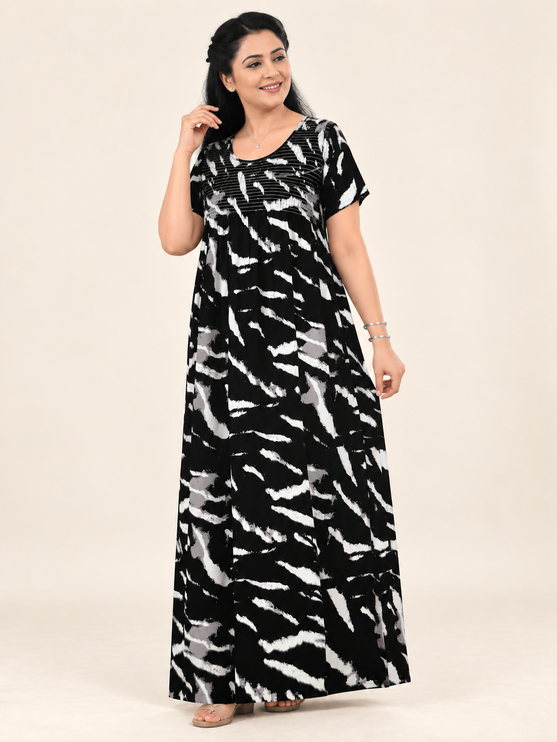 Midnight Brushstroke Pure Cotton Women’s Nighty