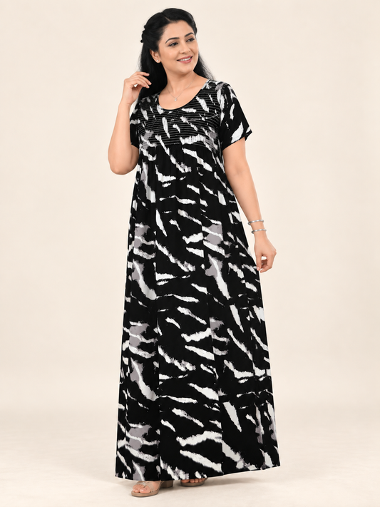 Midnight Brushstroke Pure Cotton Women’s Nighty