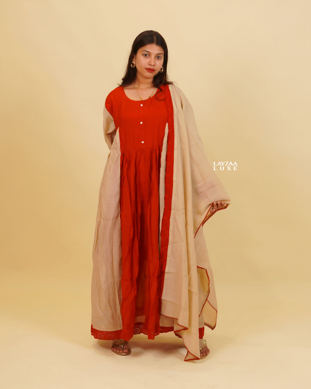 The Designer Panelled  Cotton Silk Ensemble Churidhar Set