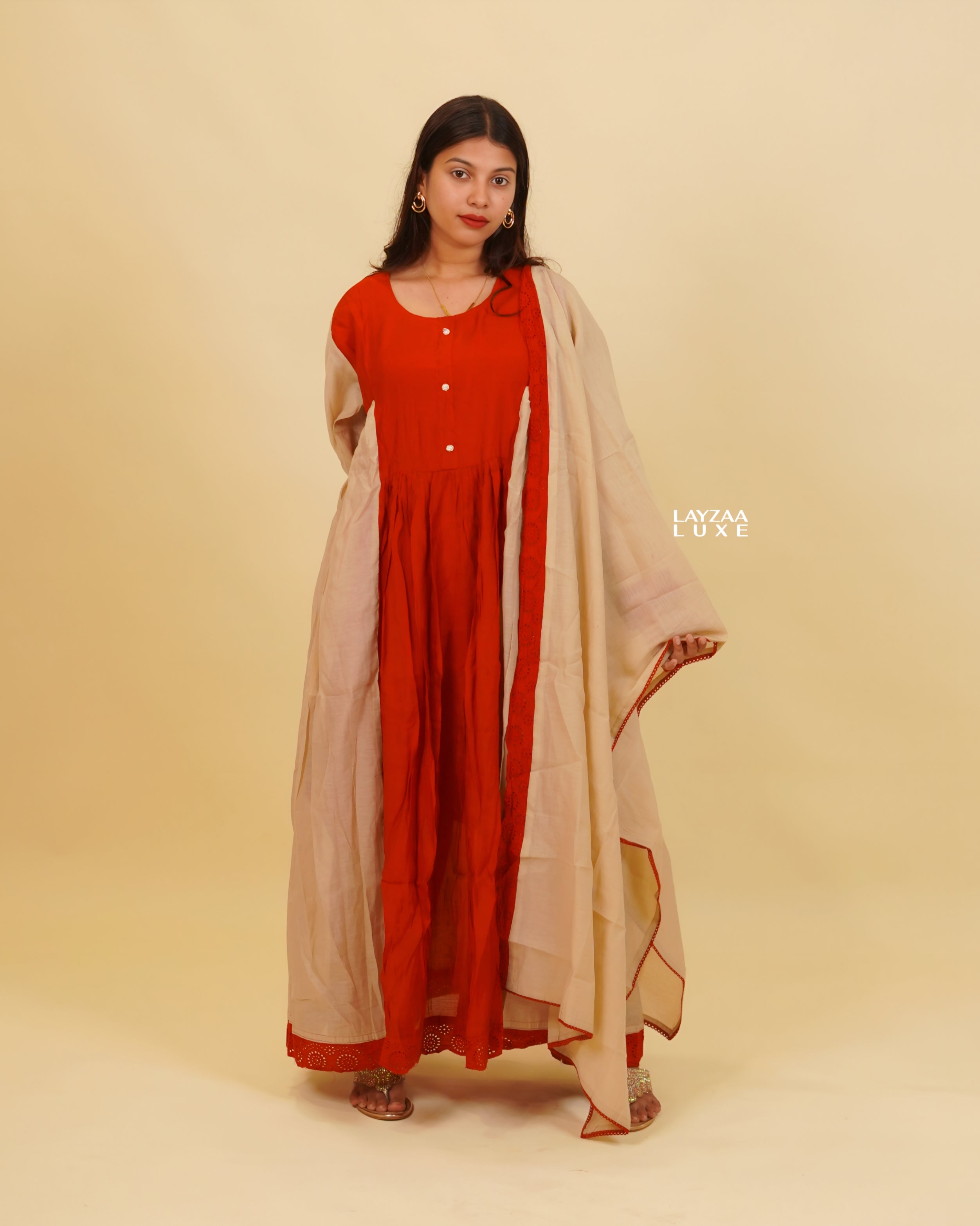 The Designer Panelled  Cotton Silk Ensemble Churidhar Set