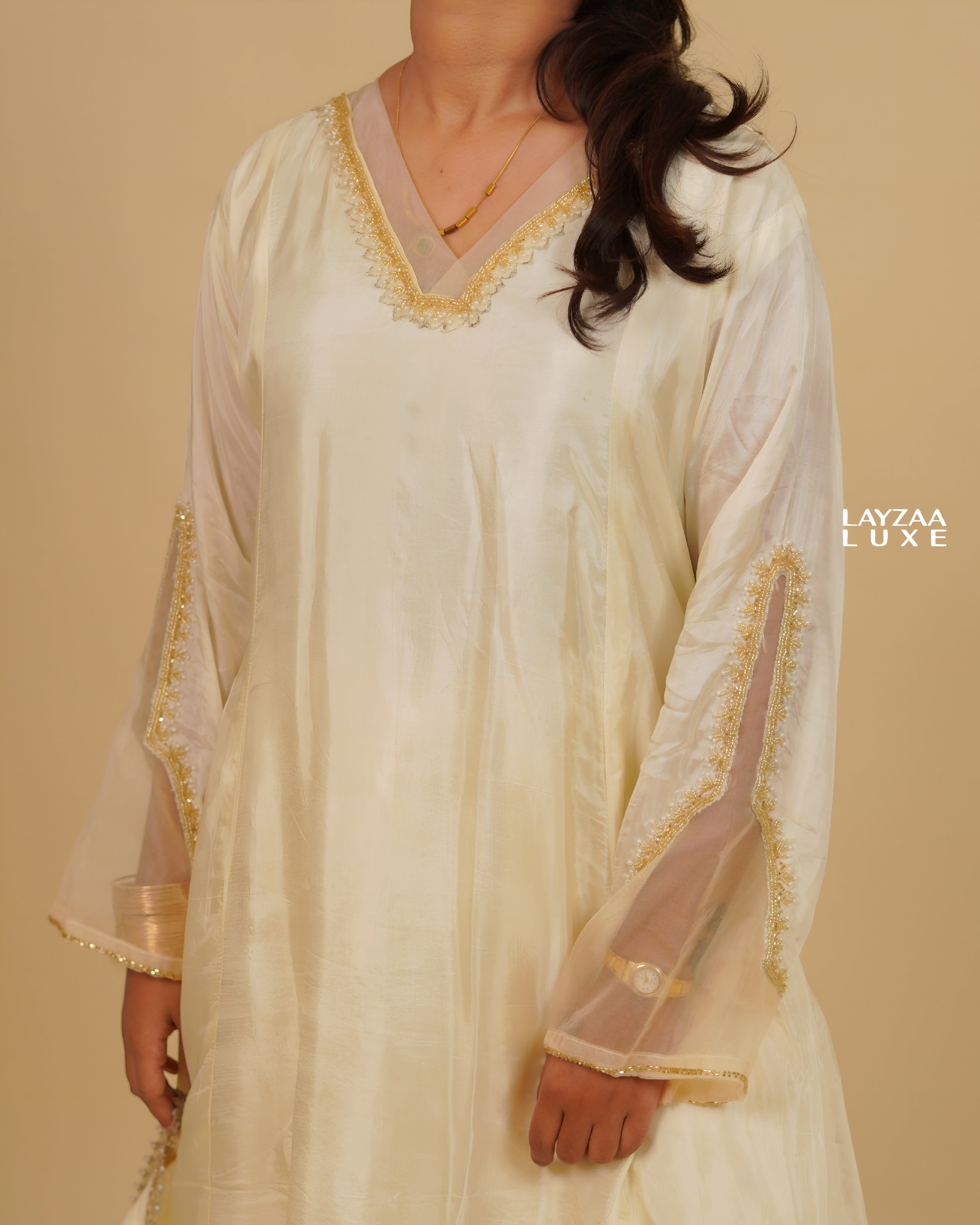 LUXURIOUS OFFWHITE COLOUR LONG LINE TUNIC