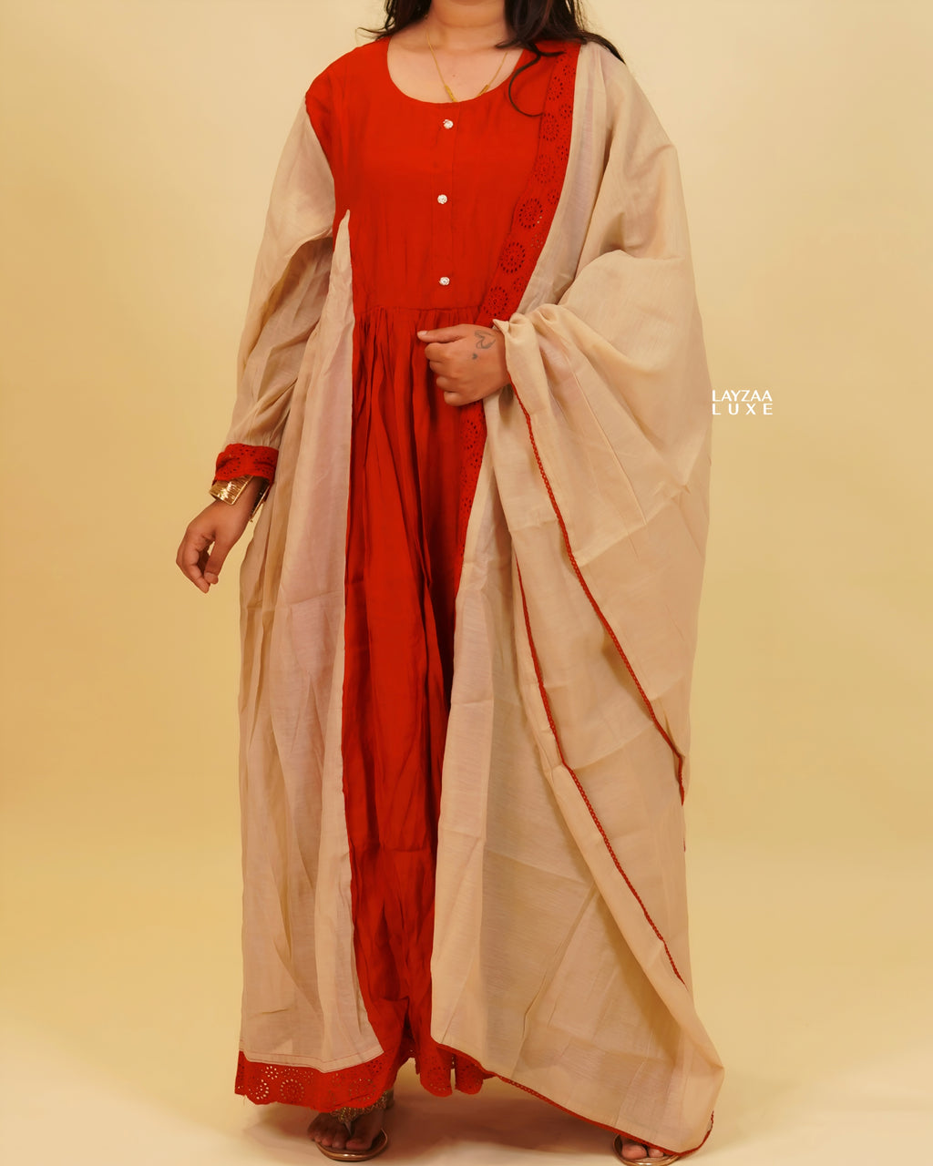 The Designer Panelled  Cotton Silk Ensemble Churidhar Set