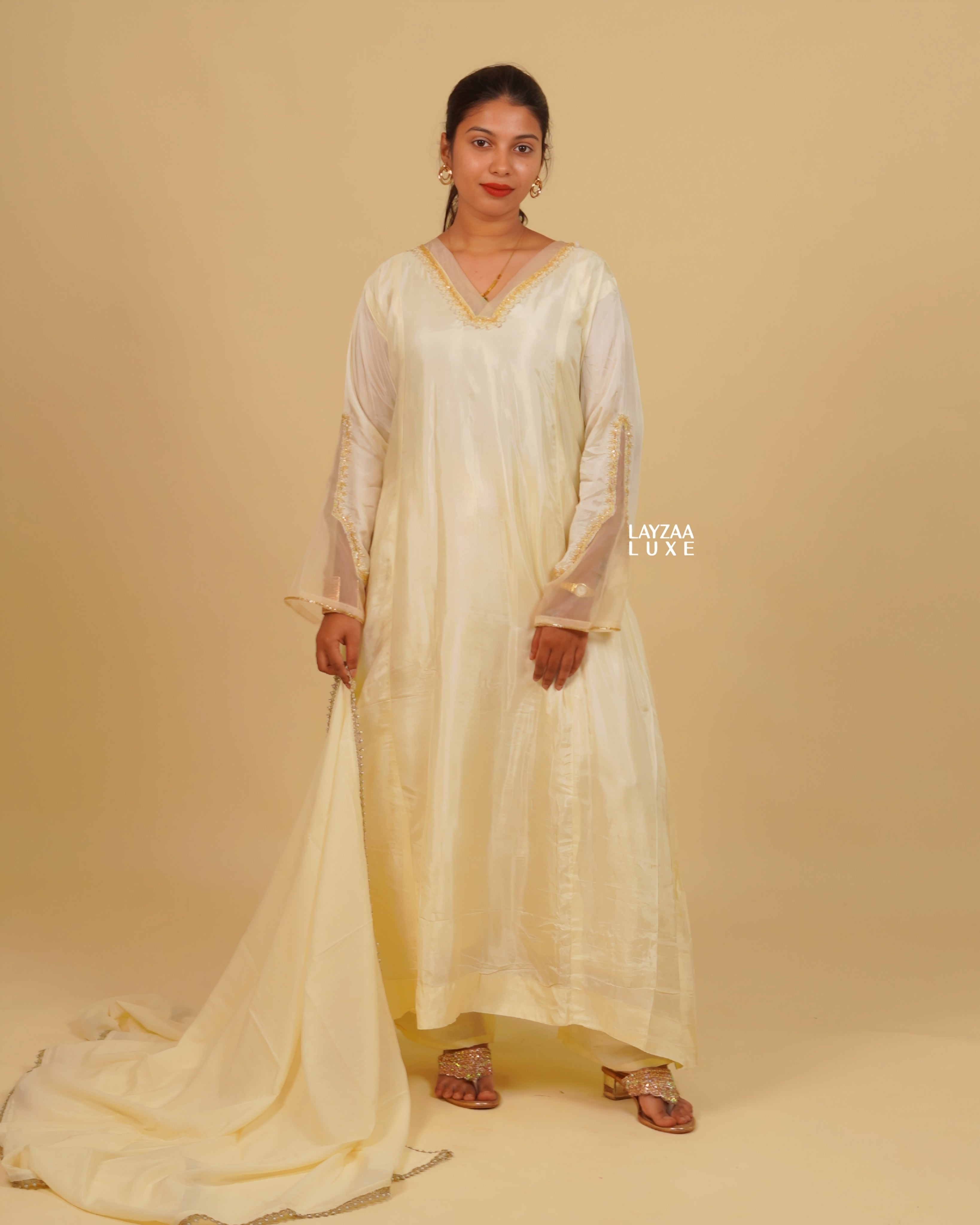 LUXURIOUS OFFWHITE COLOUR LONG LINE TUNIC