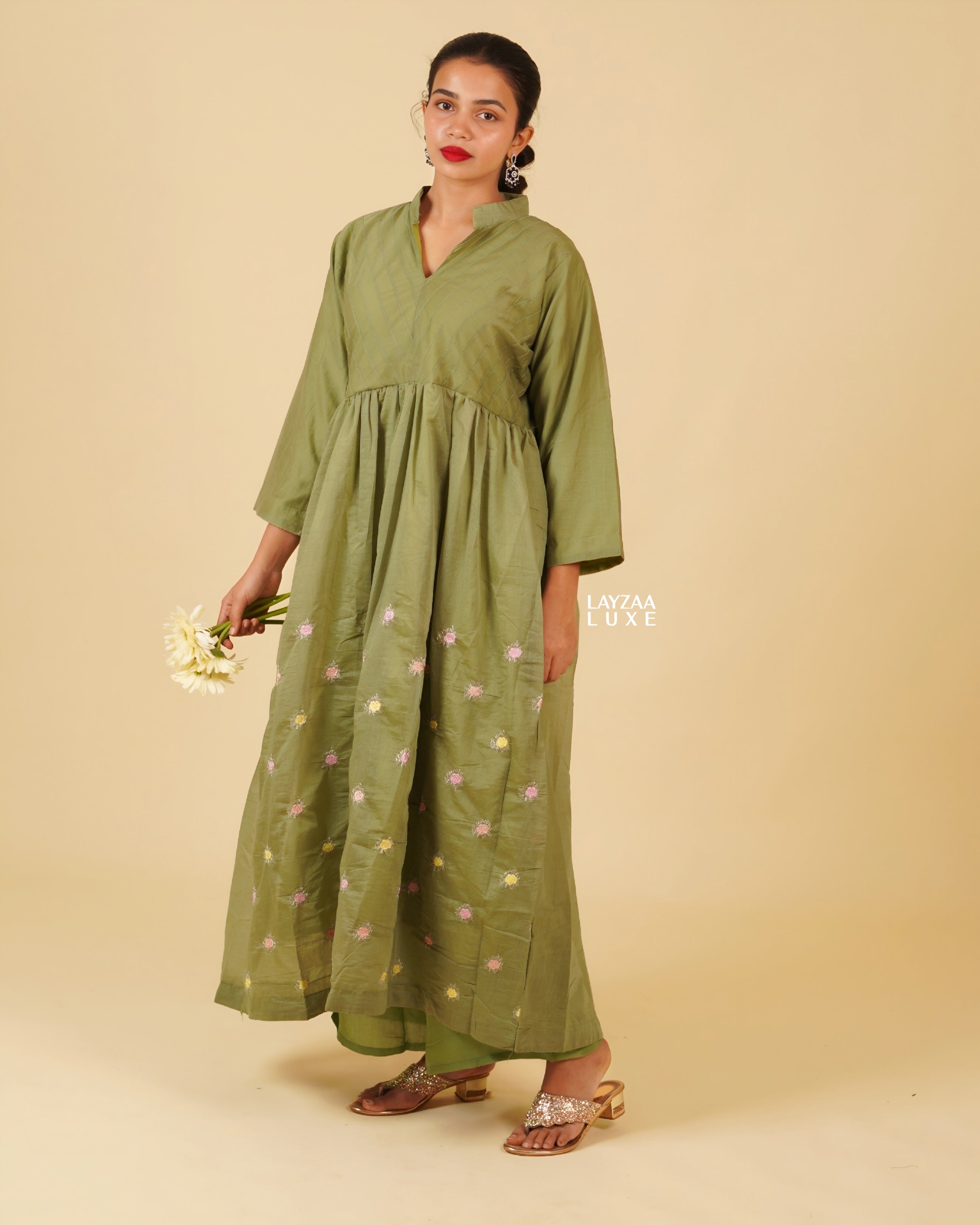 COTTON SILK SALWAR WITH THREAD EMBROIDERY